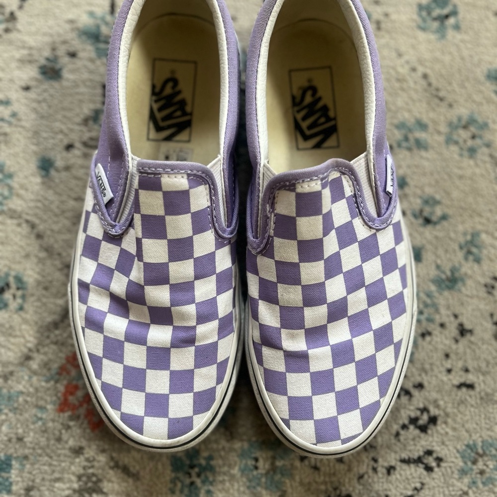 Vans Purple Checkered Slip-On Shoes